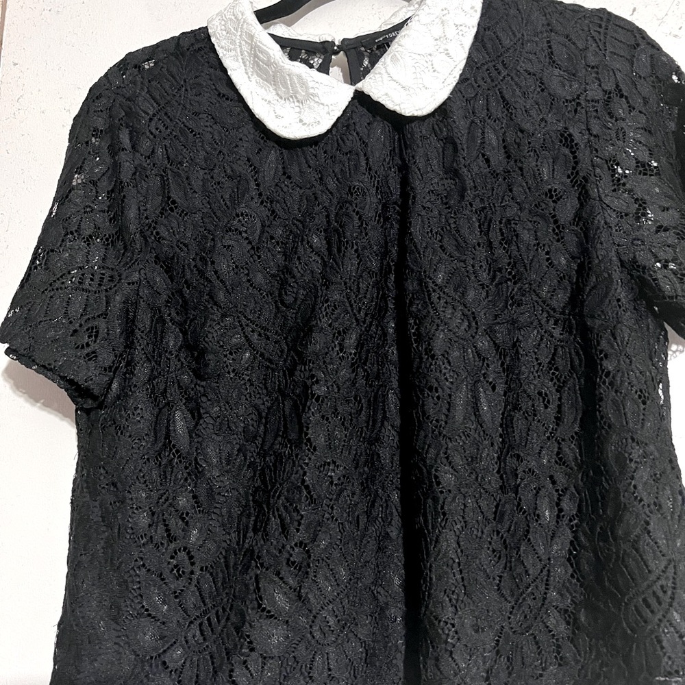 Forever 21 Black Laced dress blouse size L
